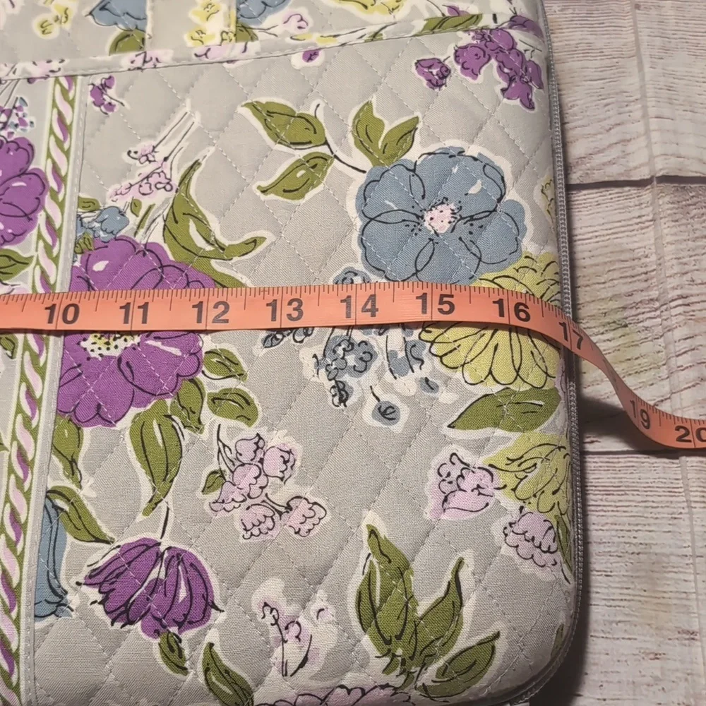 Vera Bradley Hard Laptop Bag Tote Village Gray With Floral Pattern